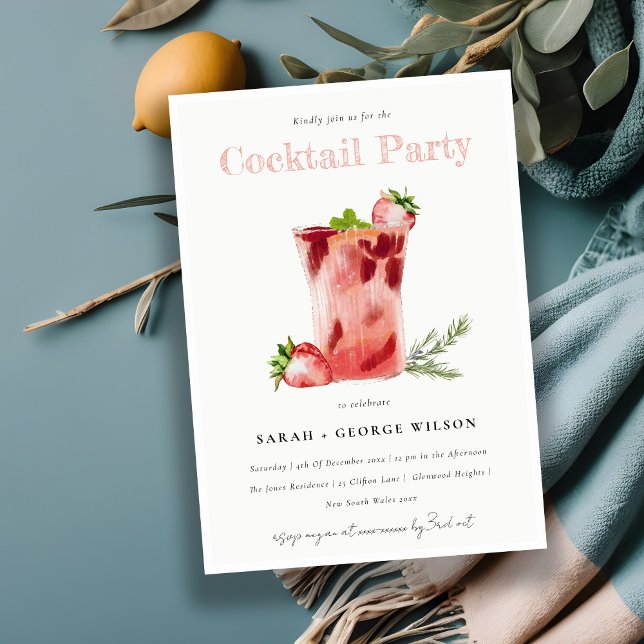 Invitación Fresa Rosa Margarita Cocktail Pool Fiesta (Subido por el creador)