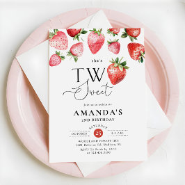 Invitación Fresa segundo cumpleaños Dos dulces 