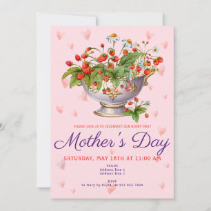 Invitación Fresa silvestre del Día de la Madre Preppy Berry F