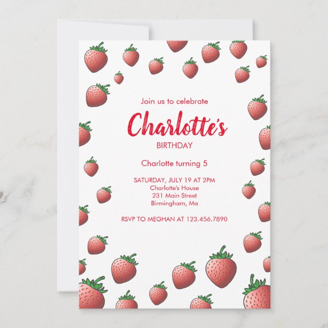 Invitación Fresa y Fresas (Anverso)