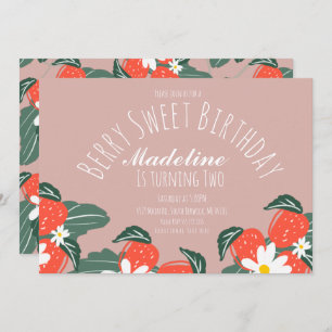 Invitación Fresas a mano desatadas cumpleaños botánico