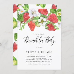 Invitación Fresas acuáticas Brunch Bebé Botánico