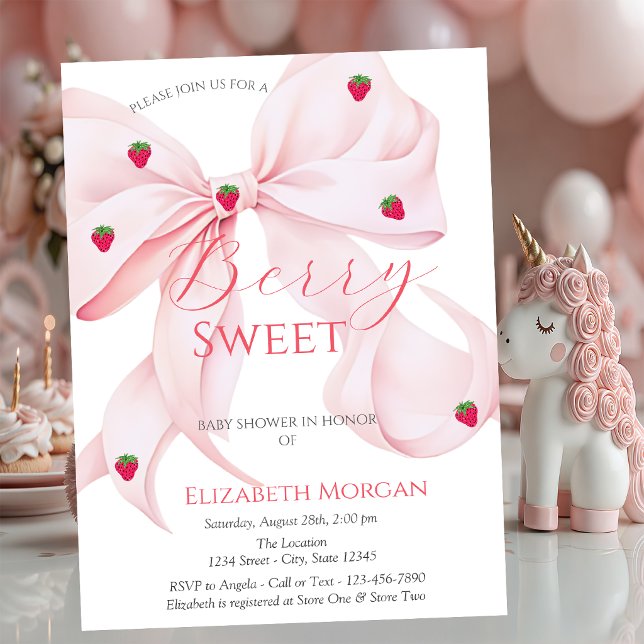 Invitación Fresas Arco Rosa Cumpleaños Rosa Bebé (Subido por el creador)