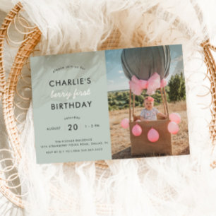 Invitación Fresas Campos Berry Primer Cumpleaños   Foto