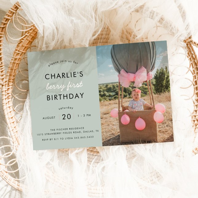 Invitación Fresas Campos Berry Primer Cumpleaños | Foto (Subido por el creador)