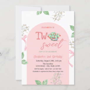 Invitación Fresas de cesta se doblan dos dulces cumpleaños