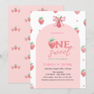 Invitación Fresas de color de agua se doblan dos dulces prime