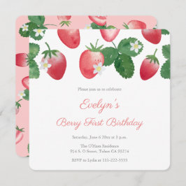 Invitación Fresas del partido Berry First Birday