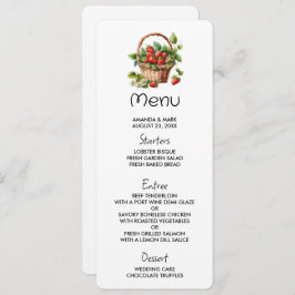 Invitación Fresas frescas en una canasta de mimbre