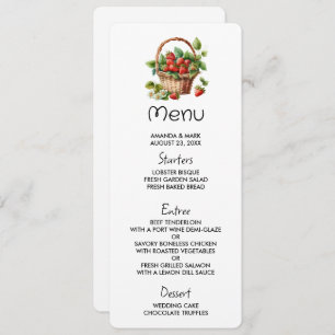 Invitación Fresas frescas en una canasta de mimbre
