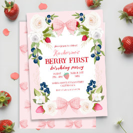 Invitación Fresas frutales de verano berry primer cumpleaños
