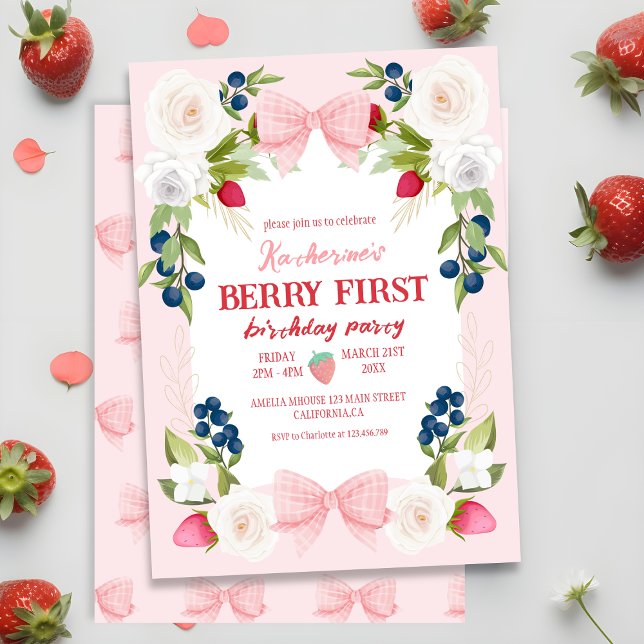 Invitación Fresas frutales de verano berry primer cumpleaños (Subido por el creador)