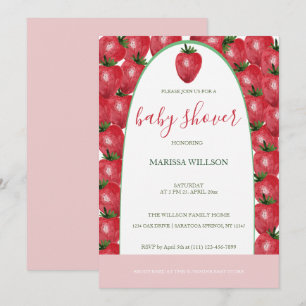 Invitación Fresas Lindas Acuarela Pintadas a Mano