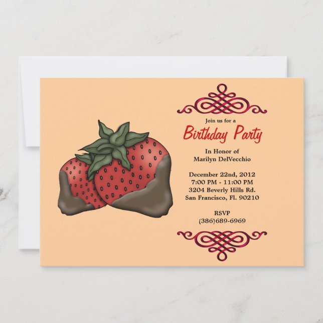 Invitación Fresas rojas dulces con el nacimiento de la fronte (Anverso)