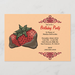 Invitación Fresas rojas dulces con el nacimiento de la fronte