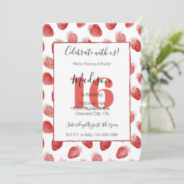 Invitación Fresas Rojas Fruta Cumpleaños 16