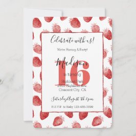 Invitación Fresas Rojas Fruta Cumpleaños 16