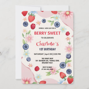 Invitación Fresas rojas Primer Fiesta de cumpleaños para los 