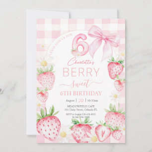 Invitación Fresas rosadas Cute Berry Sweet 6º cumpleaños