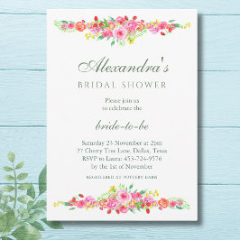 Invitación Fresas rosas de Rubor y duchas de novias peony