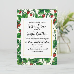 Invitación Fresas silvestres en blanco roto