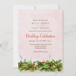 Invitación Fresas silvestres pradera flores rubor boda