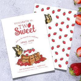 Invitación Fresas Waffles Butterfly | Dos Dulces Cumpleaños