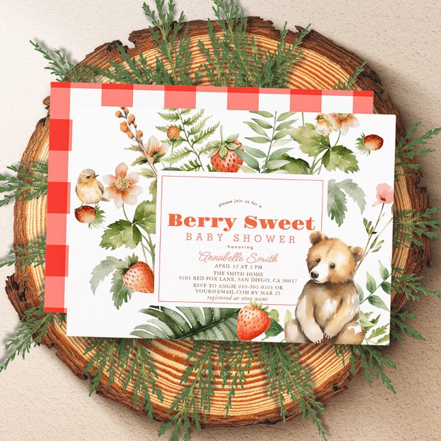 Invitación Fresas y Chica de Berry Bear Baby Shower (Subido por el creador)