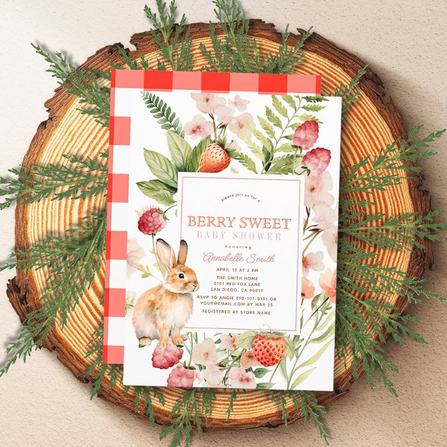 Invitación Fresas y conejito Berry Chica Baby Shower (Subido por el creador)