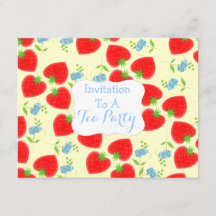 Fresas y el tema del Fiesta del té crema