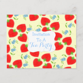 Invitación Fresas y el tema del Fiesta del té crema