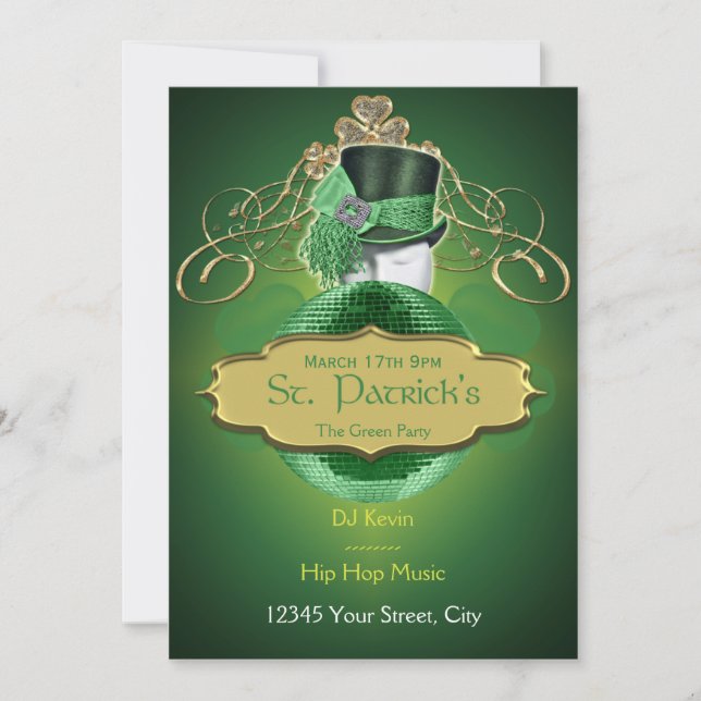Invitación fresca del fiesta de St Patrick del (Anverso)