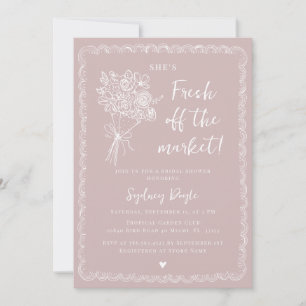 Invitación Fresca del Mercado Rosa Caprichoso Bridal Shower