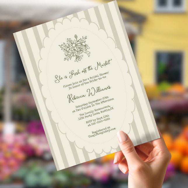 Invitación Fresca del mercado Verde Salvia Despedida de Solte (Subido por el creador)