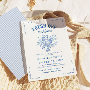 Invitación Fresca Fuera Del Jardín De Mercado Azul Despedida 