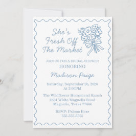 Invitación Fresco caprichoso Del Mercado, Ducha Azul Bridal
