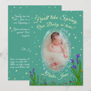 Invitación Fresco como la primavera, ¡nuestro bebé está aquí!