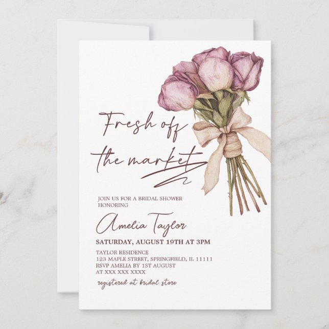 Invitación Fresco De La Ducha De Novias Del Mercado (Anverso)
