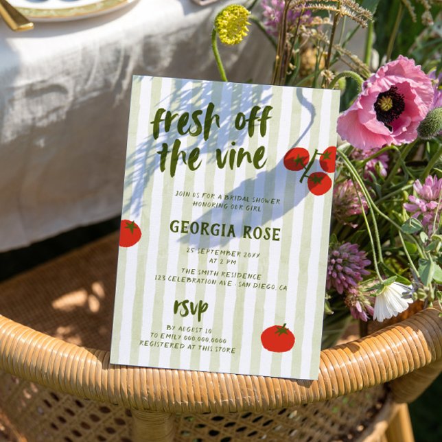 Invitación Fresco De La Mano De Tomate Vino Derrame Ducha De  (Subido por el creador)