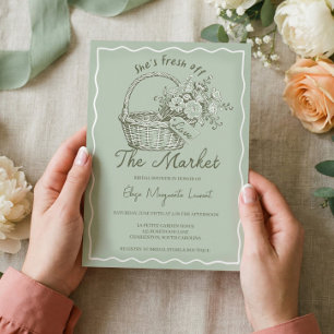 Invitación Fresco de Mercado Cesta Floral Despedida de Solter