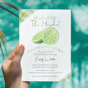 Invitación Fresco de Mercado Ducha de Novia Lima Rústica