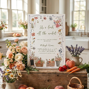 Invitación Fresco de Mercado Ducha Nupcial Floral Caprichosa