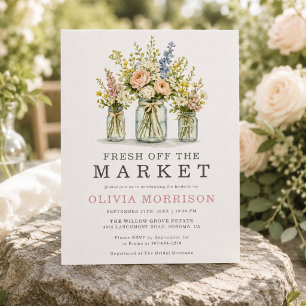 Invitación Fresco de Mercado Floral Jar Despedida de Soltera