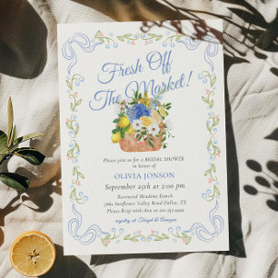 Invitación Fresco Del Mercado, Agricultores Floral, Ducha De 