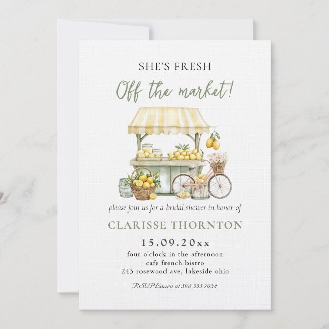 Invitación Fresco Del Mercado Citrus De Verano Ducha Bridal (Anverso)