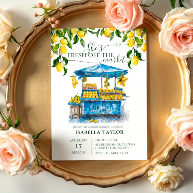Invitación Fresco Del Mercado Citrus Lemon Bridal Ducha (Subido por el creador)