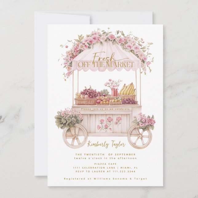 Invitación Fresco Del Mercado De Los Agricultores De La Ducha (Anverso)