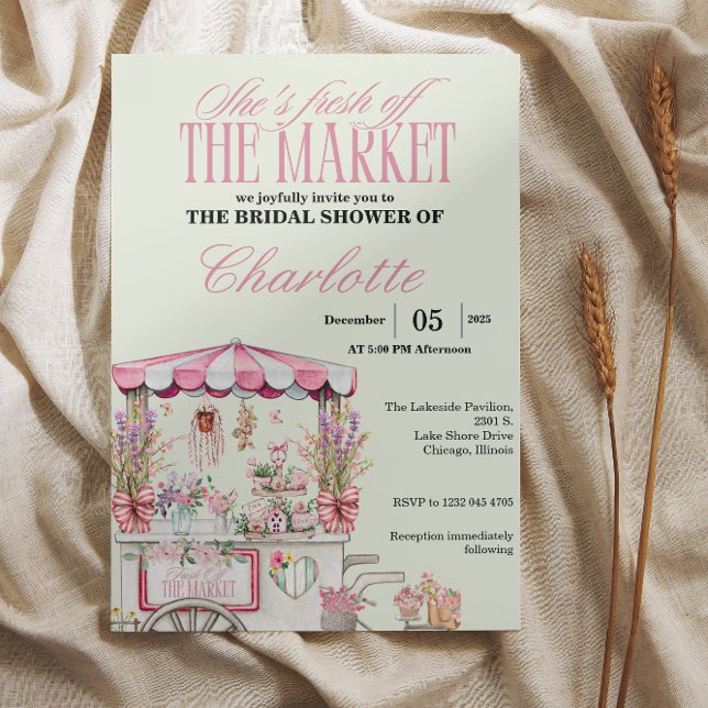 Invitación Fresco del Mercado Despedida de Soltera Floral Chi (Fresh Off the Market Bridal Shower Floral Chic )