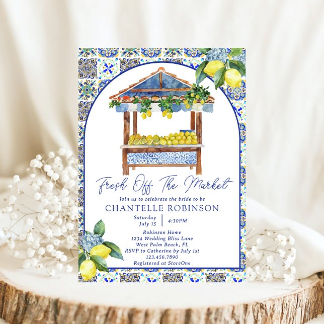 Invitación Fresco Del Mercado, Ducha Italiana De Limón Bridal (Subido por el creador)