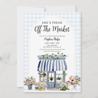 Invitación Fresco del mercado floral azul para la fiesta de l